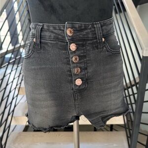 New Guess Black Denim High-Waisted Button-Up Shorts